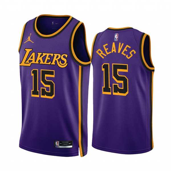 Mens Los Angeles Lakers #15 Austin Reaves 2022-23 Purple Statement Edition Stitched Basketball Jersey